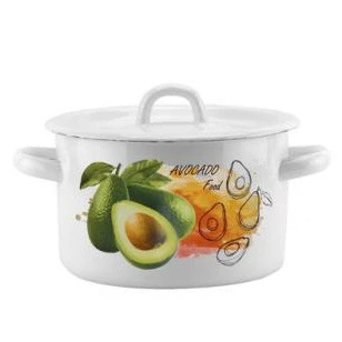 Кастрюля эмалированная 2л без ободка белая "Авокадо" 01-1610.1/4