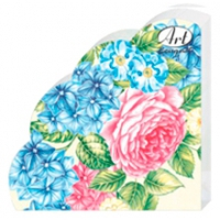 Салфетки бумажные RONDO 3 сл., 12л, круглые, Гортензия и розы, d32см