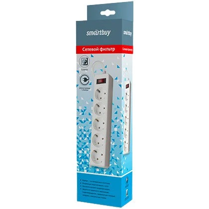 Сетевой фильтр Smartbuy SBSP-18-W, 5 розеток, 2200 Вт, 1,8 м, белый_2
