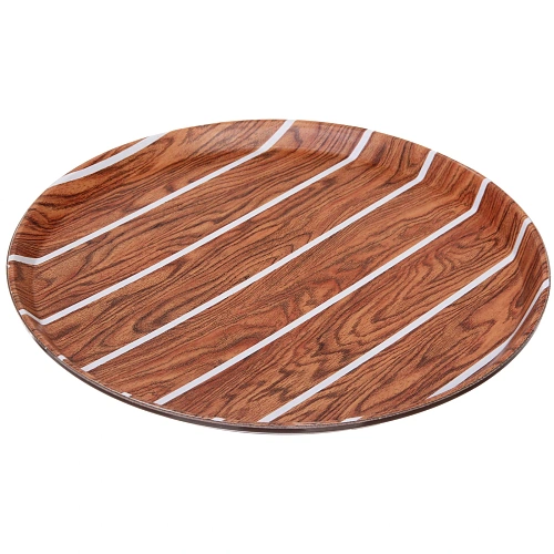 Поднос пластиковый WOOD 35см белая полоса_3