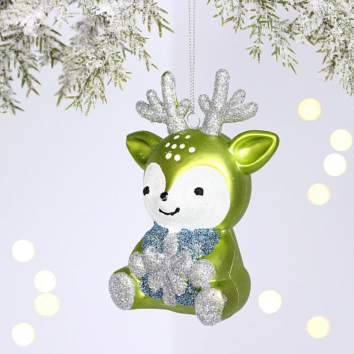 Ёлочная игрушка "Весёлый оленёнок" 8*5.5*11.5 см, Салатовый