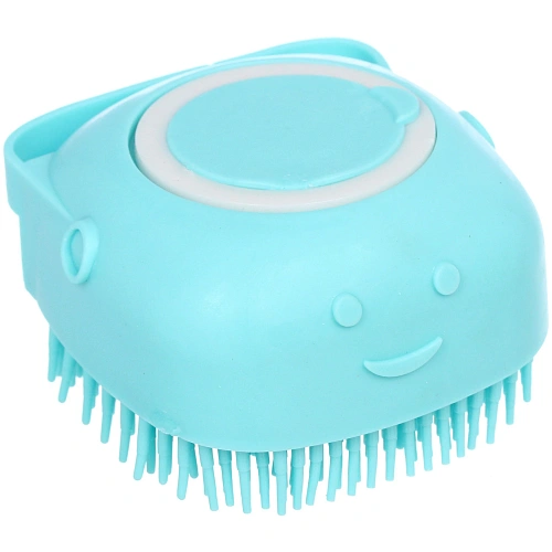 Щетка для вычесывания шерсти и мытья "Счастливый хвост!", цвет синий, 8*4,5см (коробка)