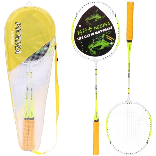 Бадминтон в наборе K-3066, 3 предмета: 2 металлические ракетки 65 см, чехол (цвет: жёлтый)