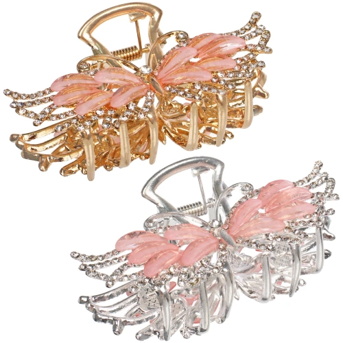 Заколка - краб для волос на блистере "LAVITA", бабочка, цвет серебро и золото, 7,5*3,5см