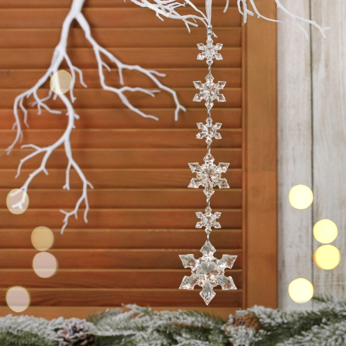 Подвеска "Хрустальные снежинки 26 см, Золото