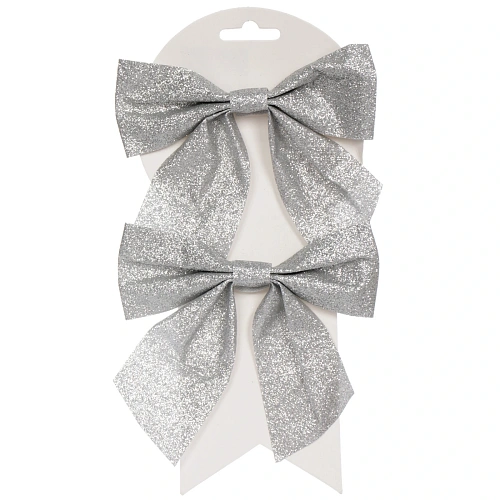 Бант на ёлку Зимнее очарование 1515 см (набор 2 шт), Серебро_2