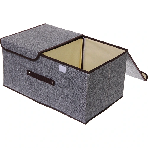 Короб - органайзер складной стеллажный для хранения вещей ДОМания, цвет серый, два отделения, 503025см (лейбл)_3