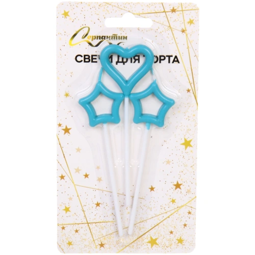 Свечи в торт "Загадай желание" 3шт. 10 См, голубой