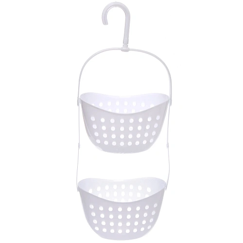 Корзина - органайзер для хранения подвесная "ЛЕНАРО", цвет белый, две секции, 23*16*57см 