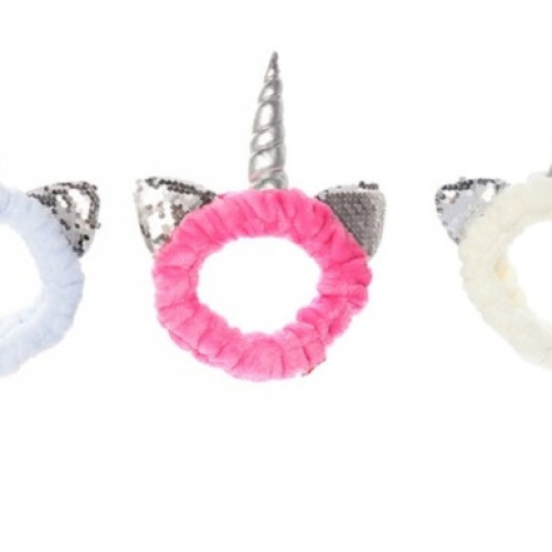 Повязка на голову "Beauty Mapafet- Единорожка", цвет розовый, голубой и белый, 6*20см ( упаковка белый ZIP пакет )