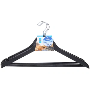 Плечики деревянные с выемками 3шт "ИДЕЯДОМА", цвет чёрный, 44*22,5см (Селфи)