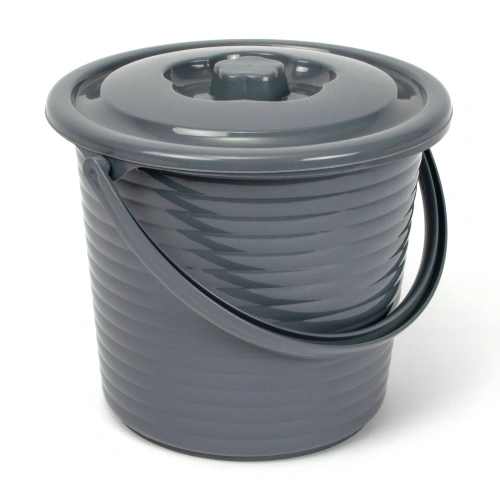 Ведро пищевое с крышкой рифленое RUNIS 9 л, пластик, графит