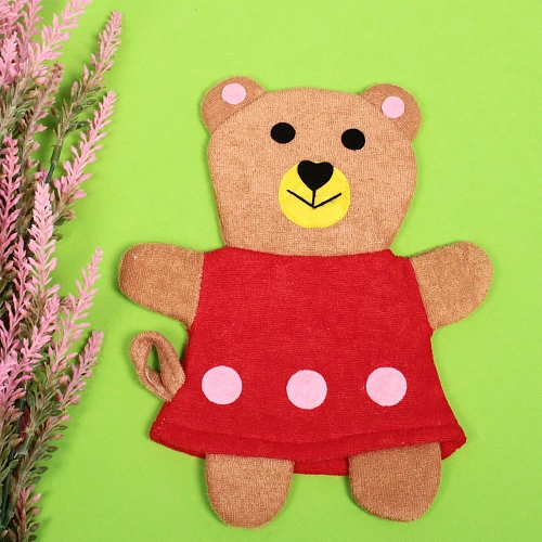 Мочалка-варежка для тела Water Magic - Медведица Джулия, цвет коричневый 2319 см (ZIP пакет)_3