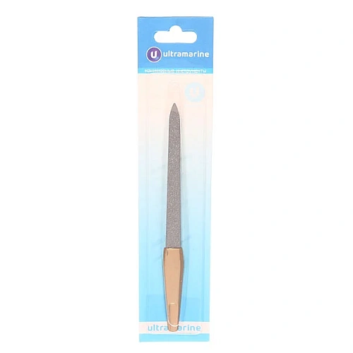 Пилка для ногтей металлическая на блистере "Ultramarine", цвет ручки золото, цвет пилки серебро,17см