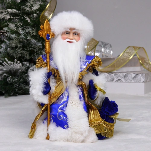 Дед Мороз музыкальный "Сказочный день" 30 см (синяя шубка)