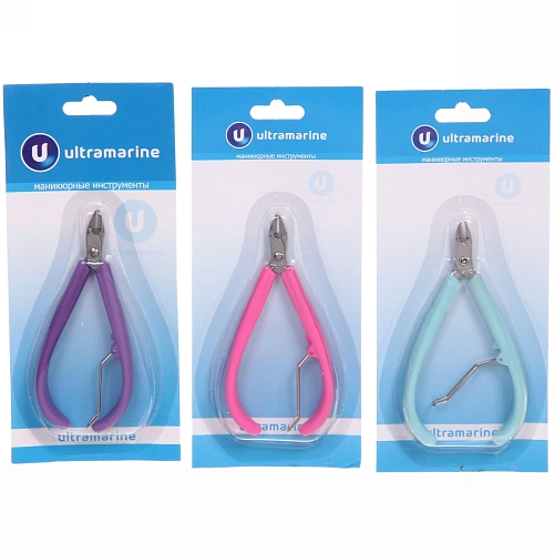 Кусачки для кутикулы, на блистере "Ultramarine", одна пружина, ручки пластик, цвет микс, на блистере,10,5см✦