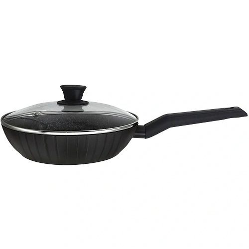 Сковорода 24см "Terra" со стеклянной крышкой индукционная JTr-124-11 