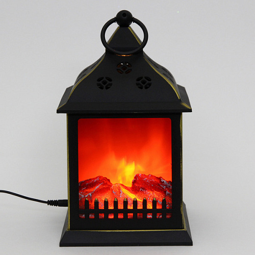 Сувенир с подсветкой "КАМИН - Искры пламени" 15*15*30 см (питание от USB и батареек)