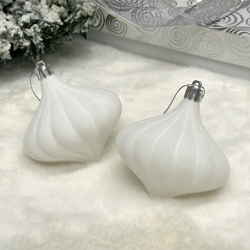 Набор ёлочных украшений VELOUR "Волшебная юла" 8 см (набор 2 шт), Белый