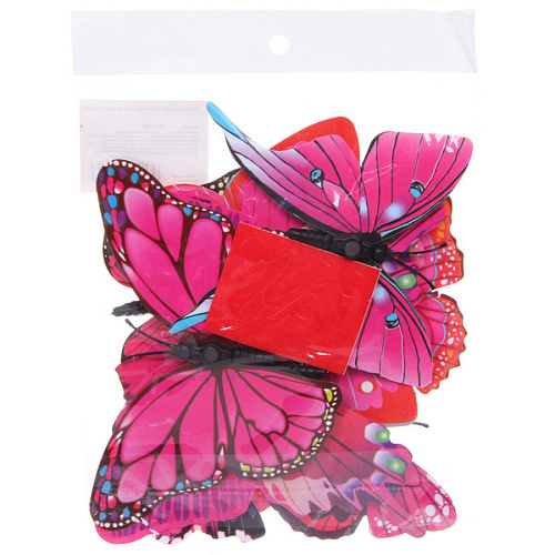 Набор для декора Волшебные бабочки 12 шт, Розовый_6