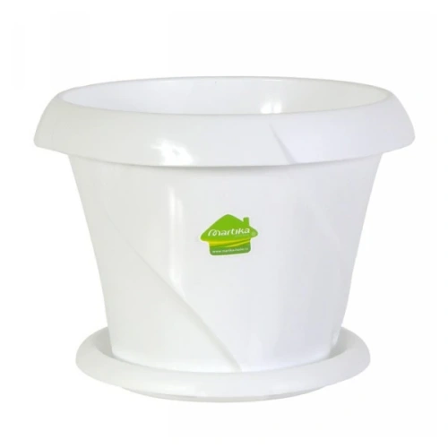 Кашпо для цветов пластиковое 1,4л d-17см "Флориана" с поддоном белый С385БEЛ