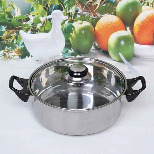 Кастрюля из нержавеющей стали Cook 2,6л со стеклянной крышкой 229см_3