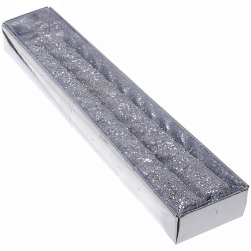 Свечи витые Звездный блеск 2шт 15см цвет серебряный_2