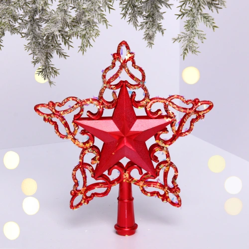 Звезда на ёлку "Снежная звезда" 20 см, Красный