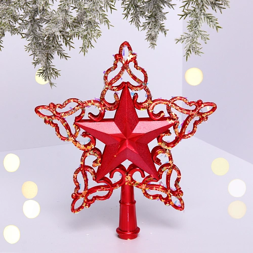 Звезда на ёлку "Снежная звезда" 20 см, Красный