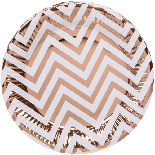 Тарелка бумажная 18 см в наборе 10 шт "Зигзаг", розовое золото