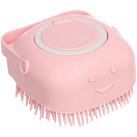 Щетка для вычесывания шерсти и мытья "Счастливый хвост!", цвет розовый, 8*4,5см/80мл (коробка)
