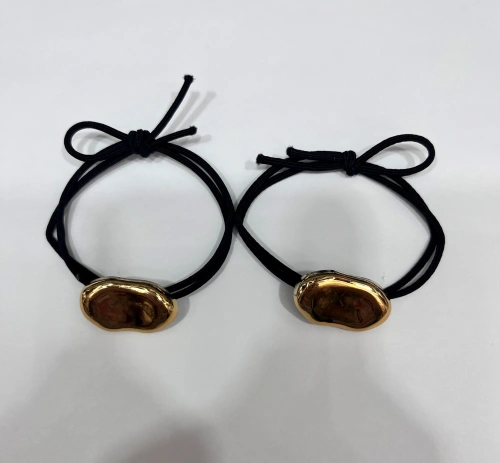 Резинка для волос в наборе 2шт "DesignPRO", цвет черный / золото , 2,5*1,5см