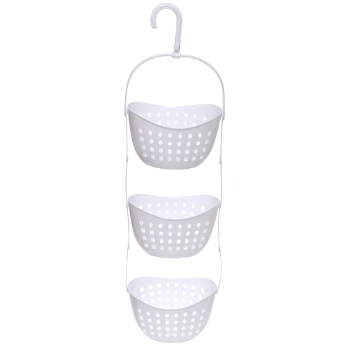 Корзина - органайзер для хранения подвесная "ЛЕНАРО", цвет белый, три секции, 23*16*79см 