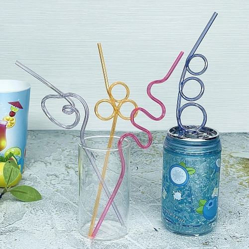 Трубочка для коктейля "Неоновый вихрь" (набор 4 шт), микс цветов