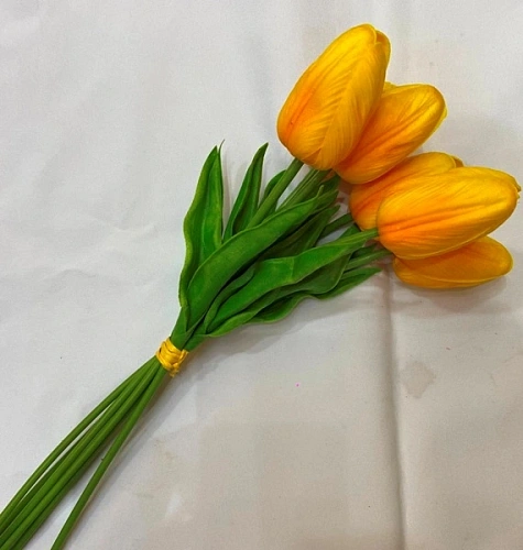 Цветы искусственные "Natur" 38см Тюльпаны 7шт желтые