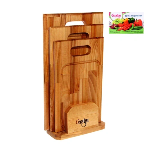 Набор разделочных досок "Прямая ручка" в кассете 38*22*1,8см, 34*20*1,8см, 30*18*1,8см 