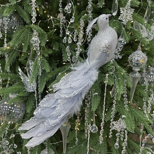 Фигурка новогодняя "Королевская птица" 37 см, серебро