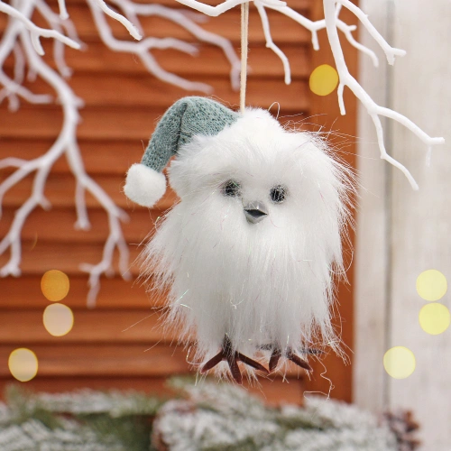 Подвеска "Совушка в зимнем колпачке" 12 см (в ассортименте), Зеленый