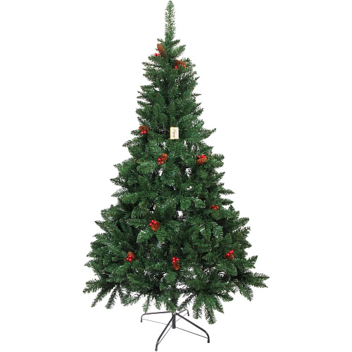 Ёлка "Лесное утро" 180 см, ПВХ с шишками и ягодами (688 веток)