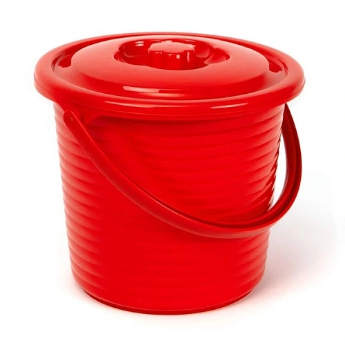 Ведро пищевое с крышкой рифленое RUNIS 9 л, пластик, красный