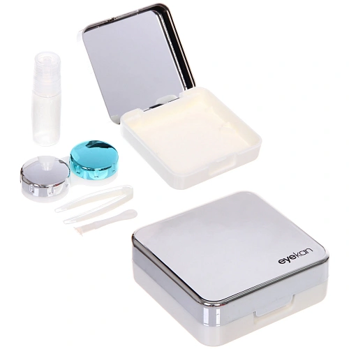 Набор для хранения контактных линз "МАРЦИПАН", с зеркалом, цвет серебро, 6.3*6.2*3.2см, (пакет с подвесом)