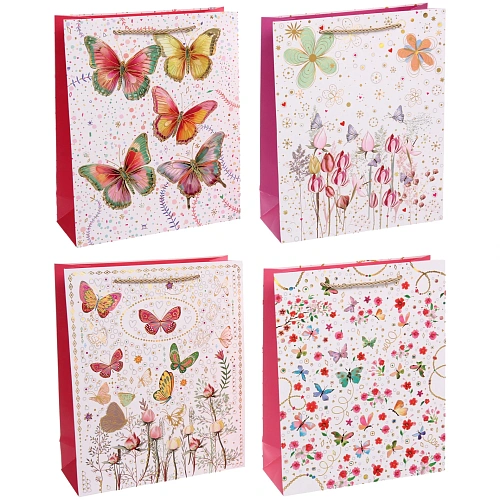 Пакет подарочный "Бабочки" 26*32*10 см