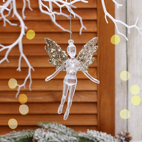 Подвеска "Волшебная фея" 13*8 см, Белый/Золотой блеск