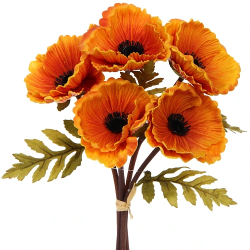 Цветы искусственные Natur 30см Маки 5шт оранжевые_3