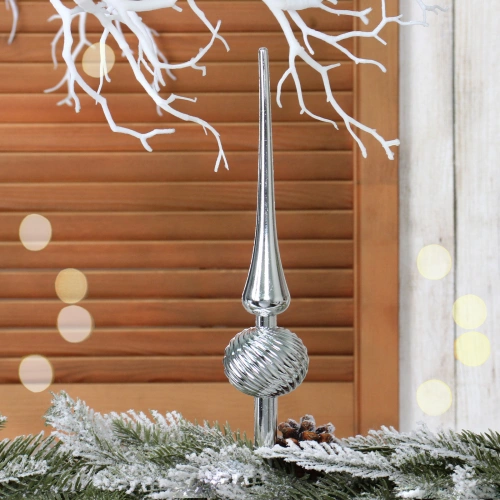 Верхушка на ёлку 25 см "Волна", Серебро