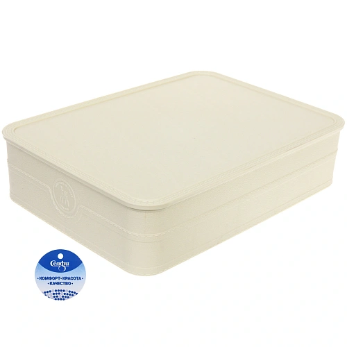 Корзина - органайзер для хранения с крышкой "ОКСФОРД", цвет айвори, 32,8*24*8,1см (лейбл Селфи)