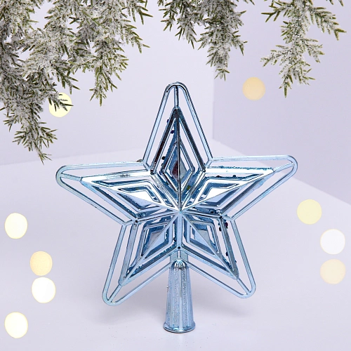 Звезда на ёлку "Ажурный вечер" 15 см, Голубой