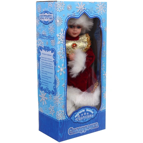 Снегурочка Новогодняя пьеса 40 см в красной шубке_5