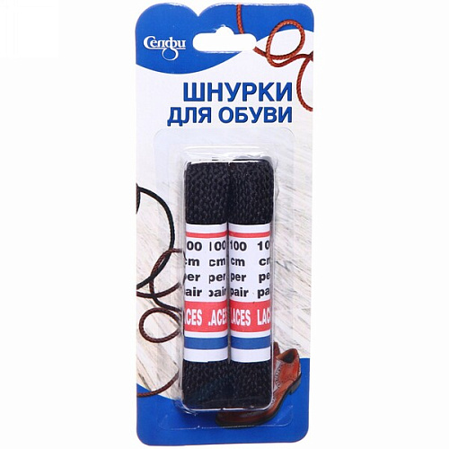 Шнурки для обуви "Селфи", плоское сечение, цвет черный, 2 пары, 100см✦