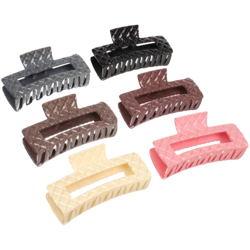 Заколка - краб для волос "AKS - MANTANA", микс 6 цветов, прямоугольник,10,5*3,5см 